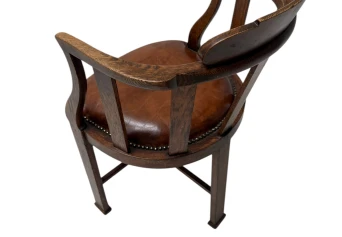 Art Deco Captain"s Chair or Armchair with Leather Seat, 1930s